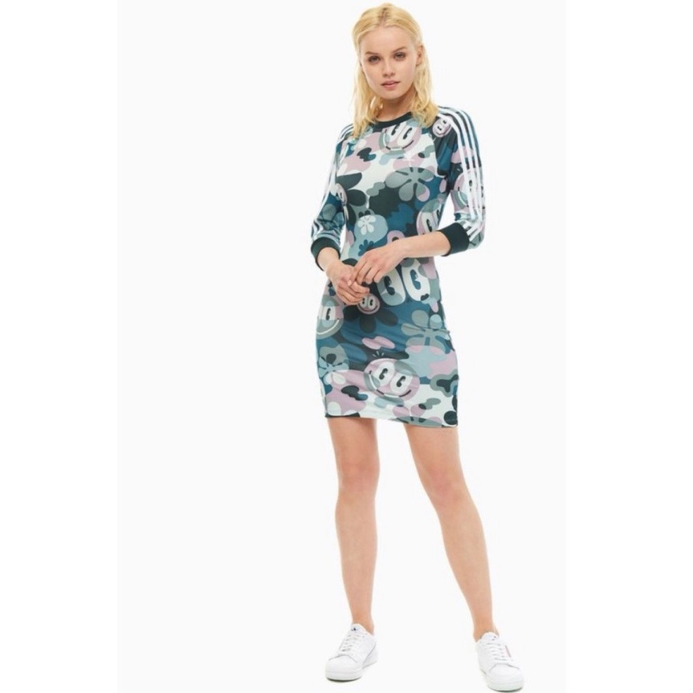 Adidas Originals X Hattie Stewart Trefoil 3 Stripes Camo Doodle Dress Size Med - Picture 5 of 15